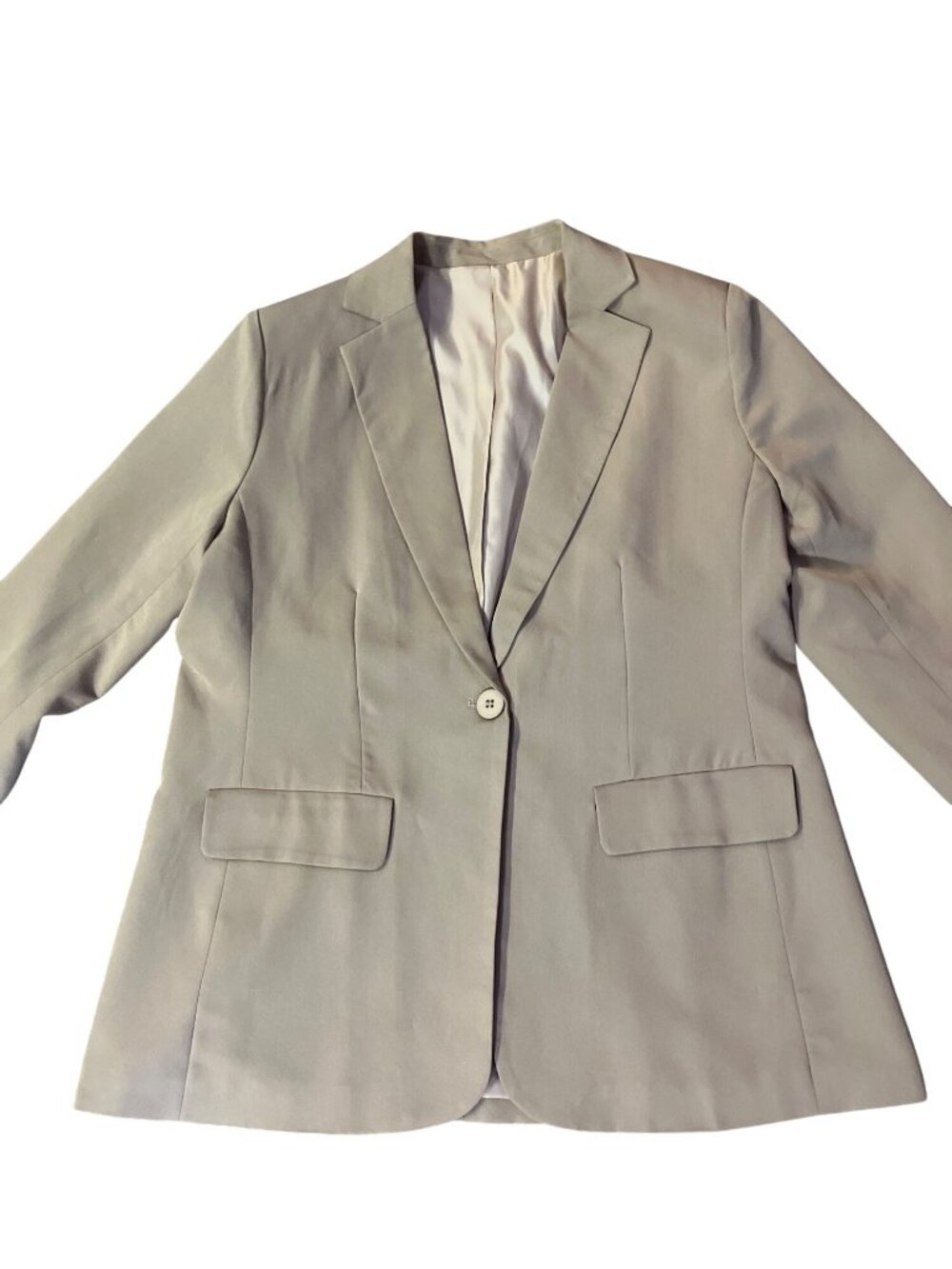 Womens Blazer XL Dark Khaki Tan Polyester Rayon Blend Jacket USED - Picture 3 of 13